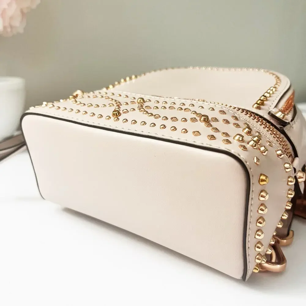 MK Michael Kors Rhea Mini Studded Backpack Pink Rose Gold